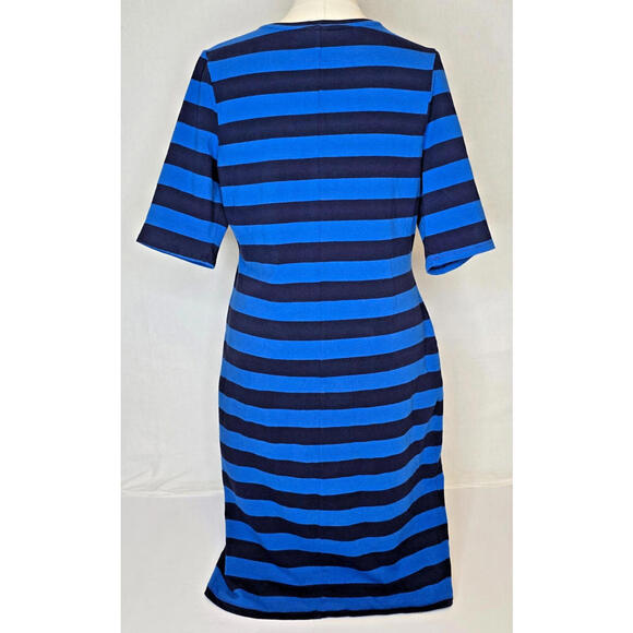 A NEW‎ DAY BLUE AND BLACK 2 TONE STRIPED CHIC WOMEN'S DRESS SZ: LG - Picture 2 of 4